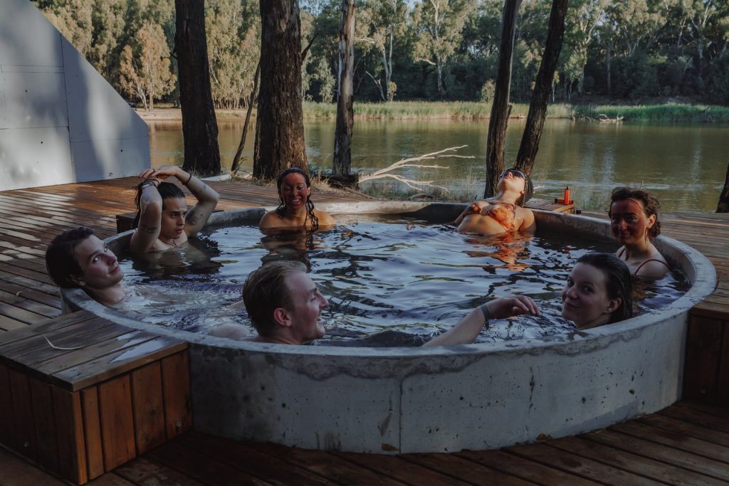 One of the available bush spa tubs to book at the Texas Eclipse Festival.